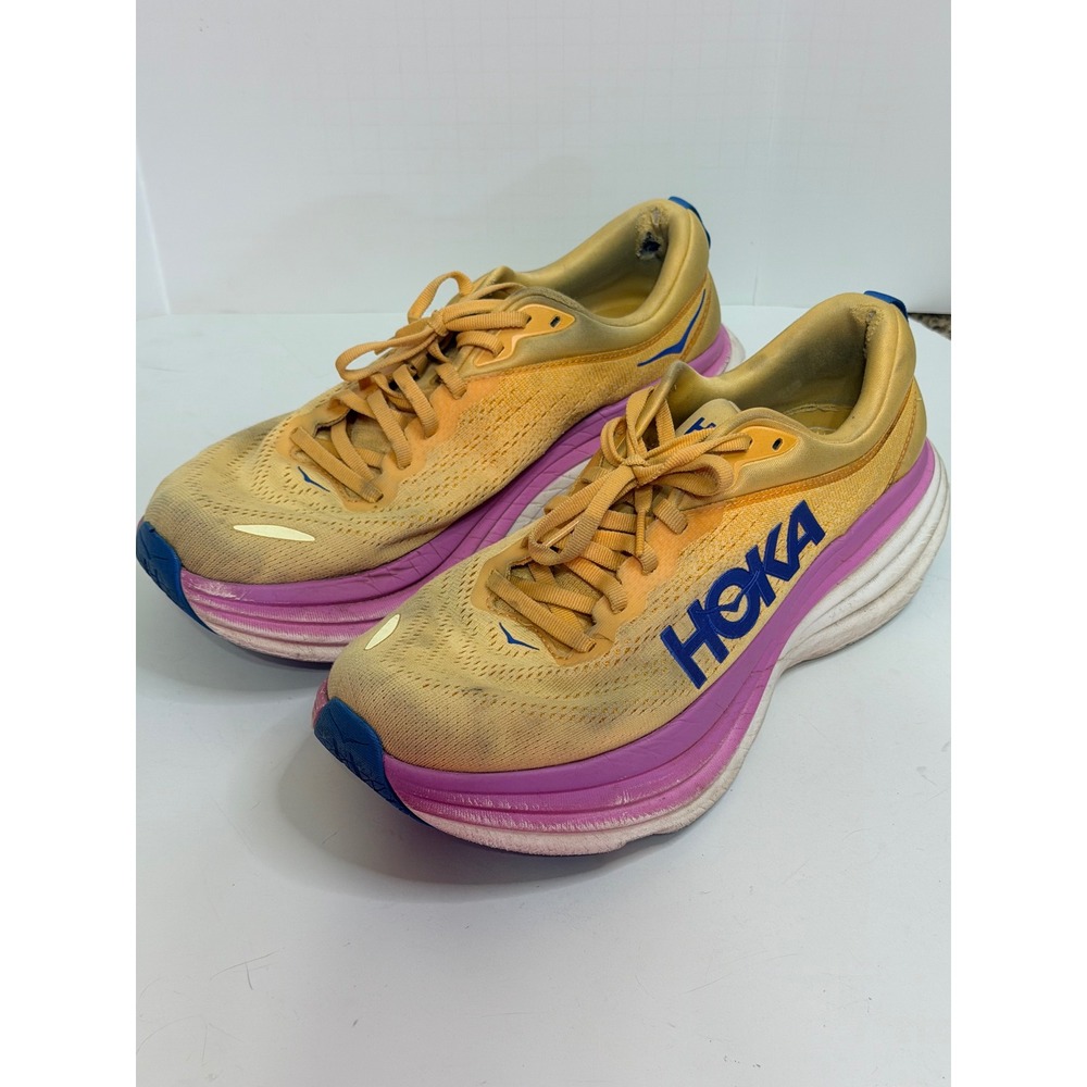 Hoka Bondi 8 Womens 10 Running Shoes Impala Cyclamen Orange Pink 1127952 ICYC